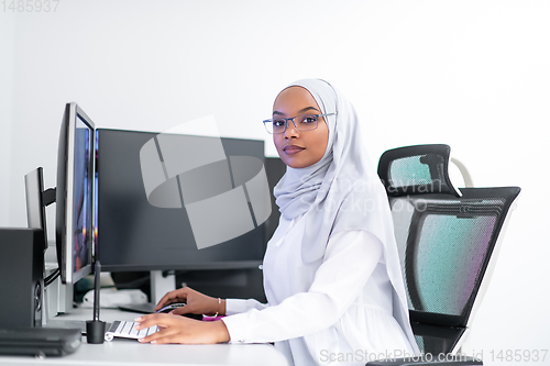 Image of afro american modern  muslim woman