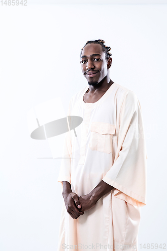 Image of handsome african black man in traditional  clothes