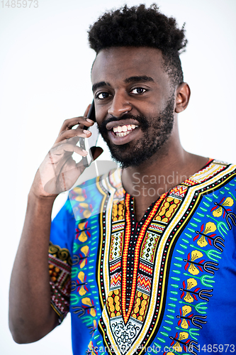 Image of african man on phone