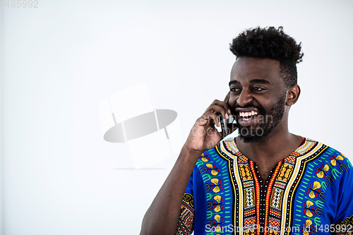 Image of african man on phone