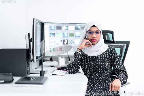 Image of afro american modern  muslim woman