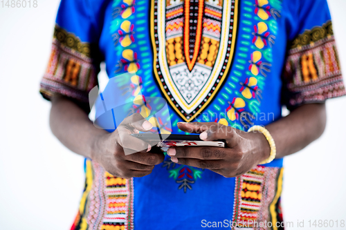 Image of african man on phone