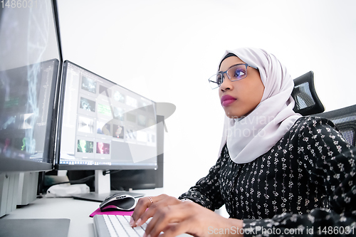 Image of afro american modern  muslim woman