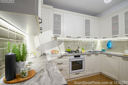 Image of White kitchen in classic style