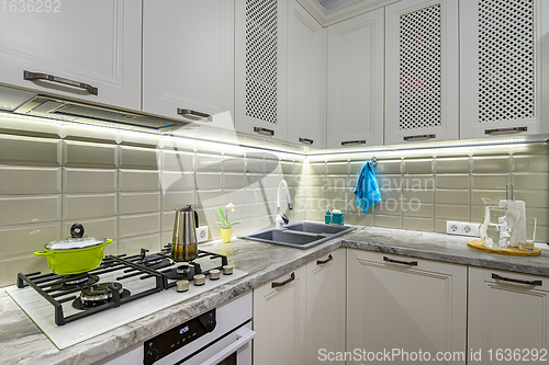 Image of White kitchen in classic style