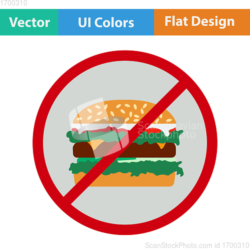 Image of Flat design icon of Prohibited hamburger