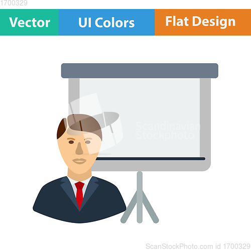 Image of Flat design icon of Coach businessman