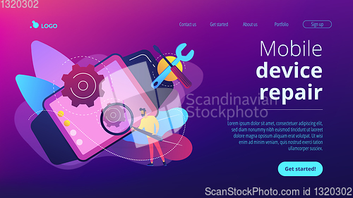 Image of Mobile device repair concept landing page.