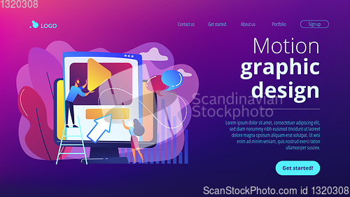 Image of Motion graphic design concept landing page.