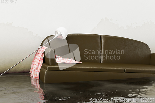 Image of water damage brown sofa