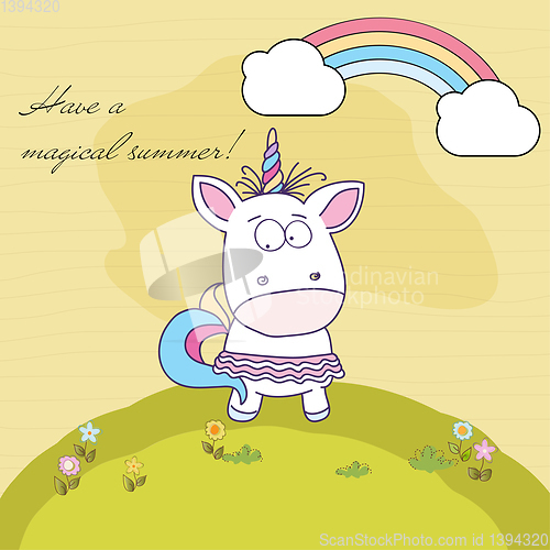 Image of Have a magical summer. Cool poster with unicorn
