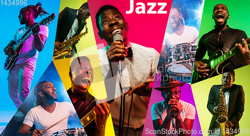 Image of Young african-american jazz musicians in creative collage