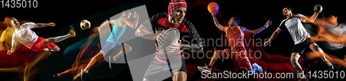 Image of Creative collage of professional sportsmans