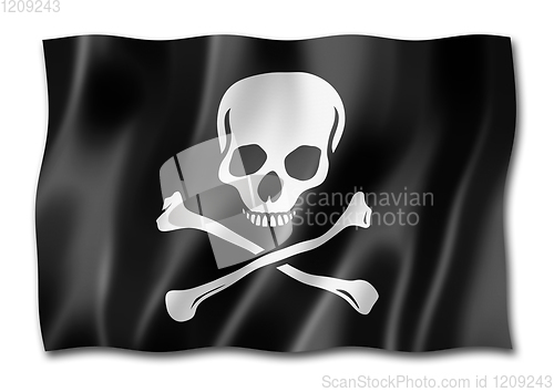 Image of Pirate flag, Jolly Roger isolated on white