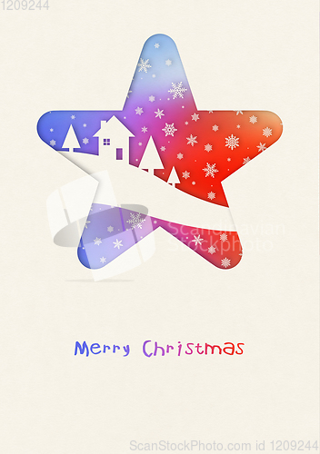 Image of Merry Christmas rainbow winter card