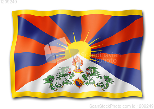 Image of Tibetan flag isolated on white