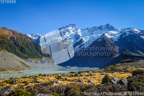 Image of Glacial lake in Hooker Valley Track, Mount Cook, New Zealand