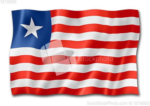 Image of Liberian flag isolated on white