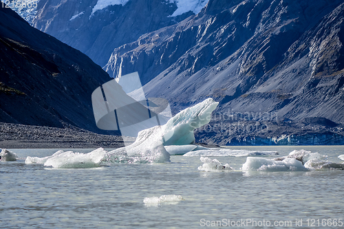 Image of Hooker lake in Aoraki Mount Cook, New Zealand