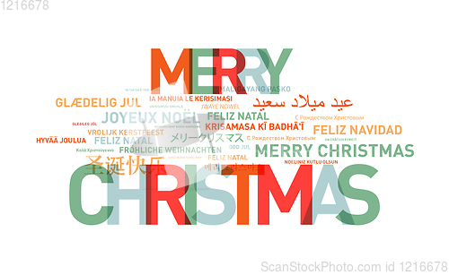 Image of Merry christmas text card from the world