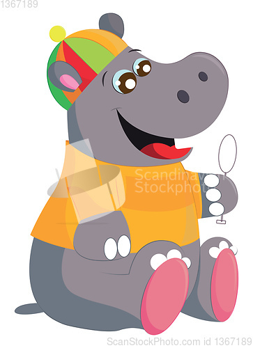 Image of The happy hippo wearing a colorful hat looks cute vector or colo