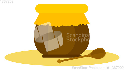 Image of Clipart of a jar with honey and a honey stick vector or color il