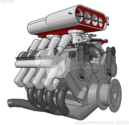 Image of Engine of vehicle or pump vector or color illustration