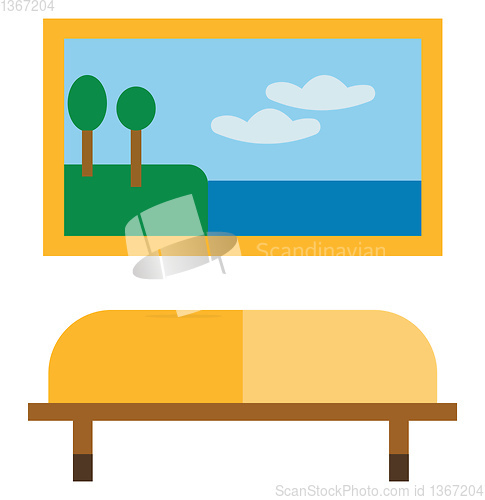 Image of A framed picture in the living room vector or color illustration