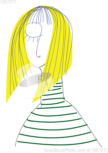 Image of A blonde girl wearing a striped sweater vector or color illustra