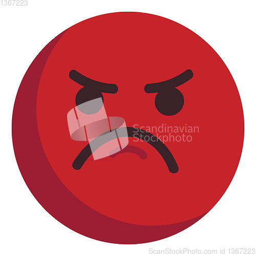 Image of Angry red emoticon unhappy illustration color vector on white ba