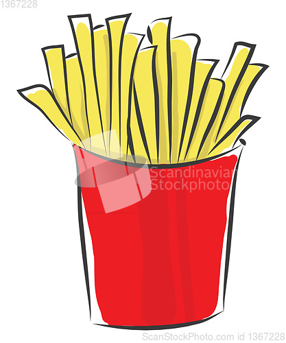 Image of A box of French fries vector or color illustration