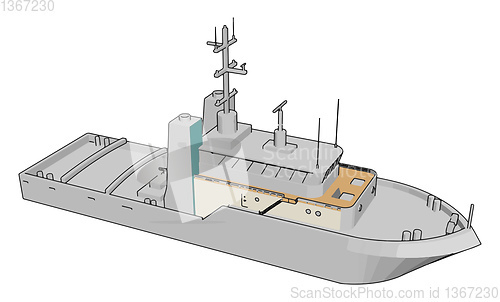 Image of Simple cartoon of a white  navy battle ship vector illustration 