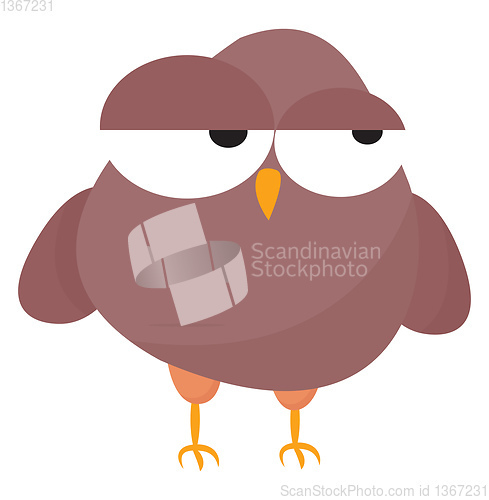 Image of Emoji of a tired rose-colored owl vector or color illustration