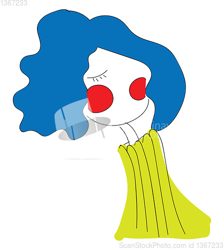 Image of Girl with blue hair, vector color illustration.