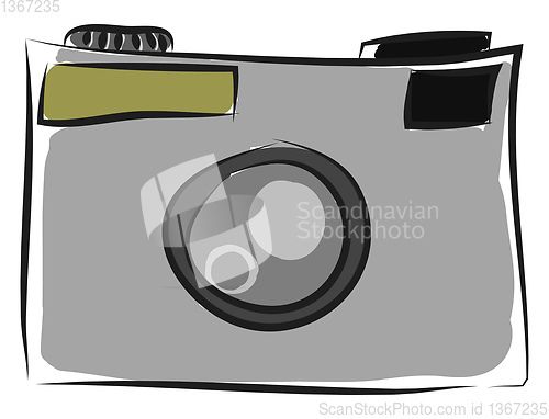 Image of Vector illustration of simple grey photo camera on white backgro