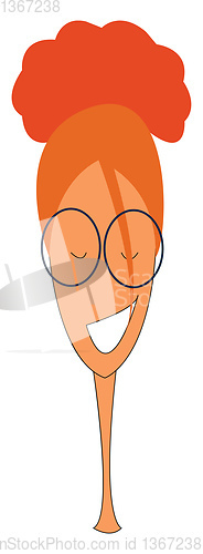 Image of Smilling ginger girl with round glasses vector illustration on w
