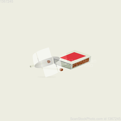 Image of Cartoon matchbox with two unburnt sticks lying closer vector or 