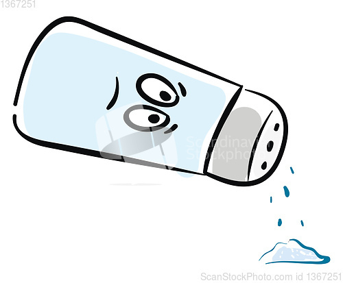 Image of Emoji of a sad blue-colored salt shaker vector or color illustra