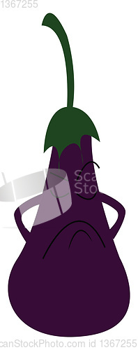 Image of A sad eggplant vector or color illustration