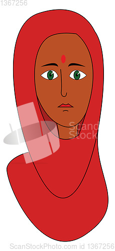 Image of Indian woman in red  vector illustration on white background 