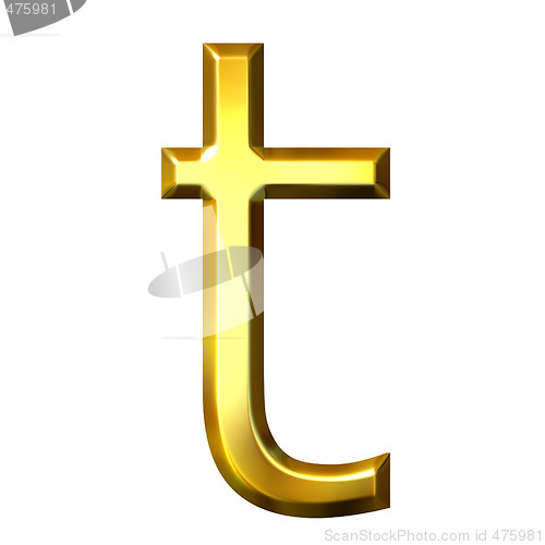 Image of 3D Golden Letter t