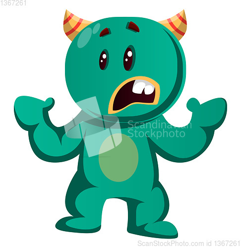Image of Green monster does not understand a thing vector illustration