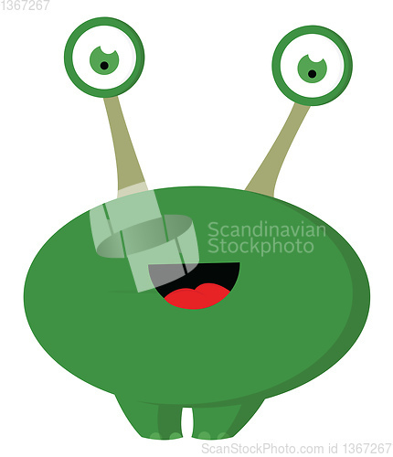Image of A happy green alien vector or color illustration