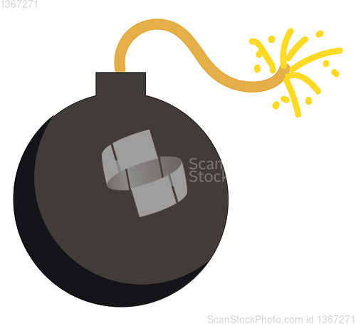 Image of Bomb with a light fuse vector illustration on white background.