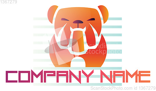 Image of Minimalistic orange bulldog vector logo design on a white backgr
