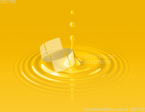 Image of Yellow paint drop and ripple