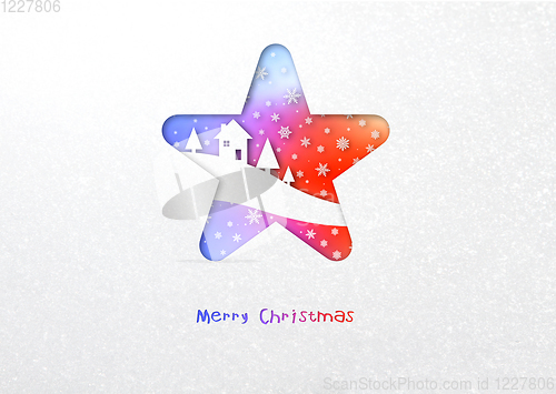 Image of Merry Christmas rainbow star winter card