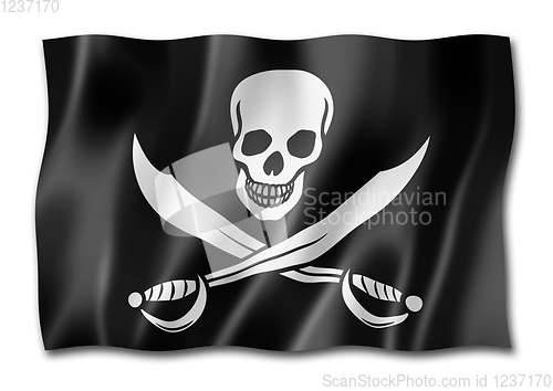 Image of Pirate flag, Jolly Roger isolated on white