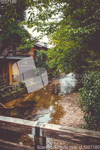 Image of Traditional japanese houses on Shirakawa river, Gion district, K