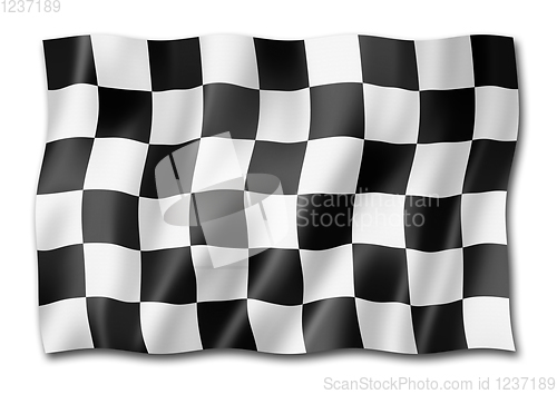 Image of Auto racing finish checkered flag isolated on white